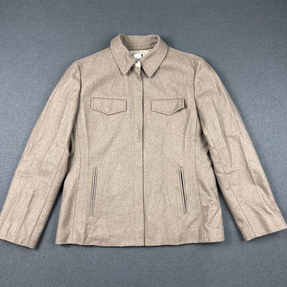 Jcrew Jacket Womens Medium Caramel Brown Full Zip Wool Blend Bomber Career